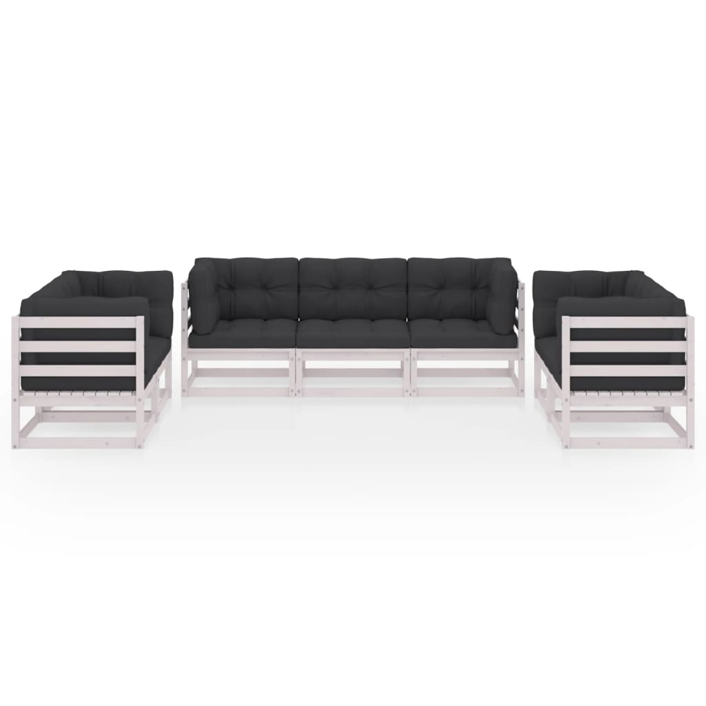 7-tlg. Garten-Lounge-Set mit Kissen Kiefer Massivholz